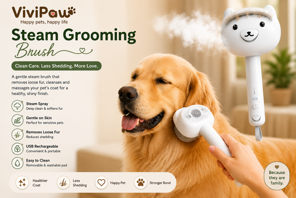Steam Grooming Brush for Dogs & Cats