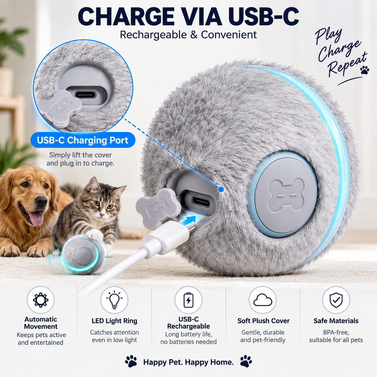 Smart Interactive Ball for Dogs & Cats