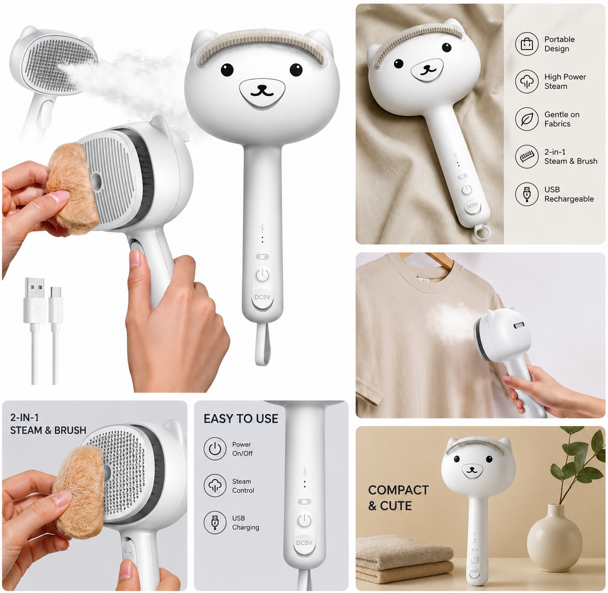Steam Grooming Brush for Dogs & Cats