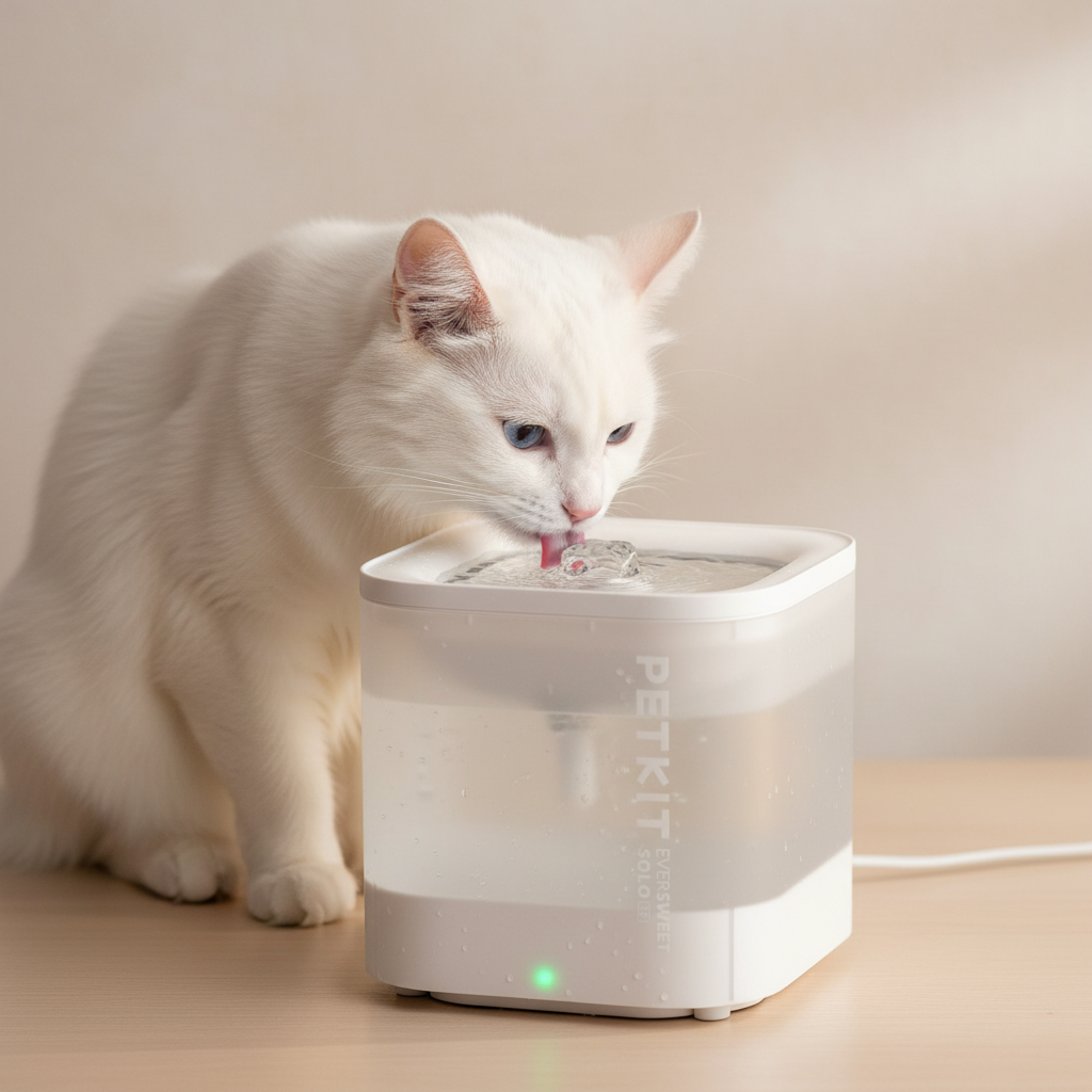 Chat buvant à la fontaine PETKIT