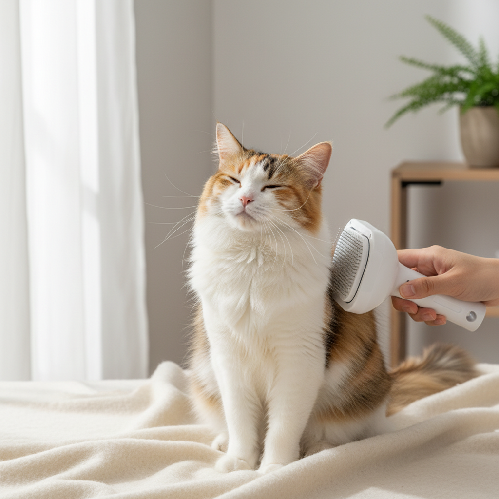 Chat se faisant brosser avec la brosse RK56