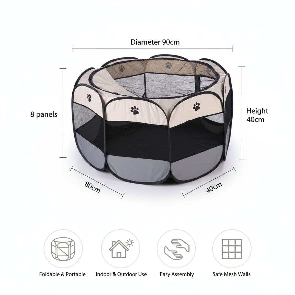 Parc pliable pour animaux – dimensions et mode d'emploi